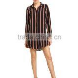 Seller Factory 2016 Fall Stripe Button Down Long Dress Shirt Design for Women thumbnail-5