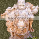 Laughing Buddha Statue White Marble Stone Hand Sculpture Carved For Temple No 27