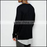 Longline Men Wholesale Blank Sweatshirts Crew Neck Long Sleeve New Design Custom Baseball Sweatshirt thumbnail-3