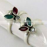 Be Better Red Onyx_Green Onyx_White CZ 925 Sterling Silver Toe Ring, Online Silver Jewelry, Unique Silver Jewelry thumbnail-6