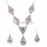 Sterling silver jewelry sets quartz crystal silver necklace silver earrings gemstone jewelry