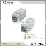 LY-KJ-AP13 Good Quality USB Keystone Jack USB 2.0 B Female to B Female