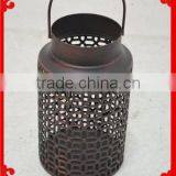 Antique Bronzed Decorative Wrought Iron Lantern With Handle,