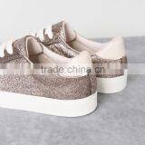 Pink Glitter Lace up Vulcanized Shoe Women Sneakers Cheap Casual Canvas Shoes Women Ladies 2016 thumbnail-3