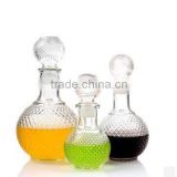 Clear Ball Glass Wine Bottle With Lid thumbnail-1