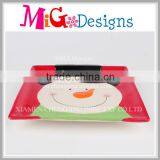 Easy Care Snowman Ceramic Square Plate OEM