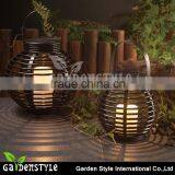Outdoor Decoration Rattan Basket Solar Power Lantern Design Fashion Round Led Light thumbnail-1