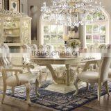 European Style Walnut Color Solid Wood Dining Room Table With Chairs And Display Cabinet, Royal Dining Room Furniture(MOQ=1 SET) thumbnail-2