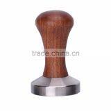 304 Stainless Steel Calibrated Pressure Tamper For Coffee And Espresso With Wooden Handle Brown thumbnail-1