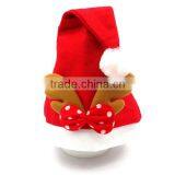 Best Selling Products Red Cute Polyester Xmas Hat Wool Felt Christmas Cap Decoration With Antler White Dotted Bow Pompon thumbnail-1
