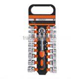 19 PCS 3/8"DR.PROFESSIONAL HAND TOOLS SOCKET SET WITH RATCHET HANDLE thumbnail-1