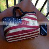 2015 Hot Sale Fashion Calico Cotton Shopping Tote Bags With Inner Pocket and Button Closure thumbnail-1