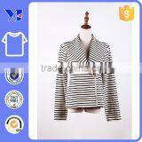 Fall Coat Wide Yoke Functional Warp Front Zipper Zebra Stripes Coat thumbnail-1