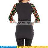 2016 Cheap Casual O Neck 3/4 Sleeve Floral Raglan T-shirt Tee Tops for Women thumbnail-4