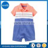 (Pique Polo) Summer Season Trendy Polo Neck Baby Toddler Orange, Blue, Grey and White Strips thumbnail-1