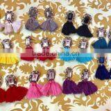 Bohemian Style Big Crystal With Tassel Charms Earrings for Women Jewelry thumbnail-1