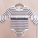 Soft Cotton Long Sleeve Stripe Newborn Infant Baby Summer Romper thumbnail-1