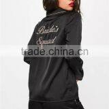 MGOO Custom Embroidery Logo Black Long Sleeves Long Pants Pyjamas Sets Piped Satin Silk Nightwear Sets thumbnail-2