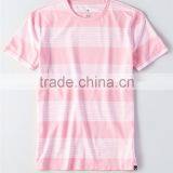 MGOO OEM Service Pink And White Horizontal Stripe T-shirts Mens Slim Fit 100% Cotton T Shirt thumbnail-4