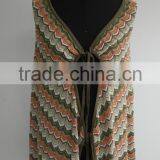 Fashion Ladies Stripe Knitted 12gg Poncho Sweater thumbnail-1