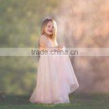 Little Girls Peach Tutu Long Maxi Dress Flower Girls Floor Length Wedding Dress thumbnail-3