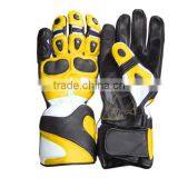 Yellow and Black Leather Motorcycle Gloves thumbnail-1