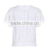 Girls Hollow Out Elegant Elastic Hem Jacquard Short Sleeve Hot Shirt/blouse thumbnail-2