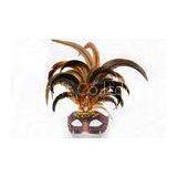 Decorative Carnival Venetian Masks , Hand Made Brown Feather Mask thumbnail-1