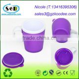 2014 hot selling!!! Double Wall Plastic Coffee cup with handles(BPA Free)