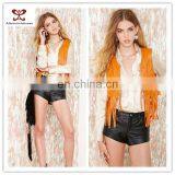 2015 New Style Sleeveless Tassels Women PU Leather Jacket thumbnail-1