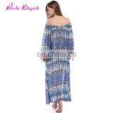 Wholesale Long Sex Off Shoulder Long Sleeve Women Beach Dress thumbnail-2