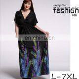 5024# Elegant Fashion Summer Long Floral Printed Maxi Dresses Casual Beach Lady Bohemian Dress Boho Style Sundress Plus Size thumbnail-3