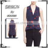 2016 Fashion Women Tops and Blouses Printed Design V-neck With Notched Collar Ladies Tops