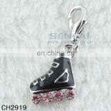 Custom Alloy Roller Skate Charms Black Enamel Ice Skate Charm for Sale in Bulk