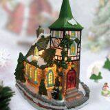 X'mas Church With 10L Play Snowman Polyresin Christmas House Decoration thumbnail-1
