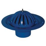 Ductile Iron full-flow 180 degrees vertical roof outlet – center bolt with the dome or flat grate