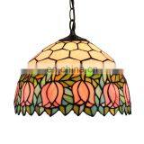 Nordic Style Hanging Light Fixture Lotus Stained Glass Lamp Shade Antique Lights Pendant Lighting thumbnail-3