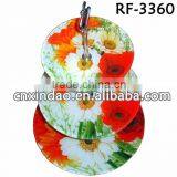 Personalized Flower Designed Round Clear Decorative Grape Plates With Rack thumbnail-1