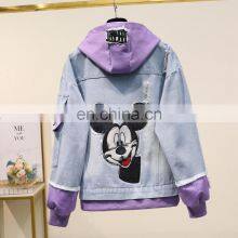 Wholesale New Cartoon Print Student Denim Jacket Female Temperament Casual Jacket Student Spring and Autumn Jacket thumbnail-5