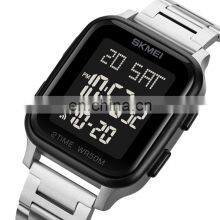 SKMEI 1589 High Quality Men Watch Fashion Luxury Style Stainless Steel Square Mens Digital Watches thumbnail-1