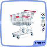 Zinc plated type grocery store shopping cart with baby seat