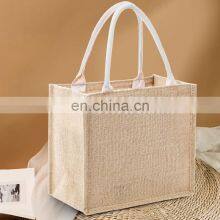 High Quality Sublimation Anime Blank Tote Bag Personalized White and Beige Jute Tote Bag for Wedding thumbnail-2