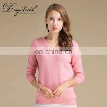 Custom Plain Knitted Basic V Neck Pullover Women Cashmere Sweater thumbnail-4