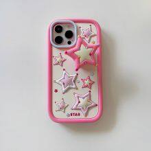 Stylish Color Pentagon Star Stand Silicone Phone Case Rear Cover Shockproof 15 14 Pro Max 13 12 11 thumbnail-4