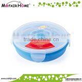 Round foldable silicone lunch boxes with lockable lids