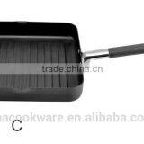 SA-12088C Hard Anodized Aluminum Griddle Induction Cooker 24CM With Silicon Handle Non-stick Coating Griddle