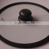 Silicone rim tempered glass lid