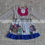 Kids Girls Clothing 2016 Child Fall Outfits Stripe Ruffle Dress Sun Flower Boutique thumbnail-4