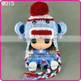 big mouth monkey knit crochet hat cotton knitting children's winter hats