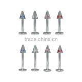 Stainless Steel Cone Labret With Gem thumbnail-1